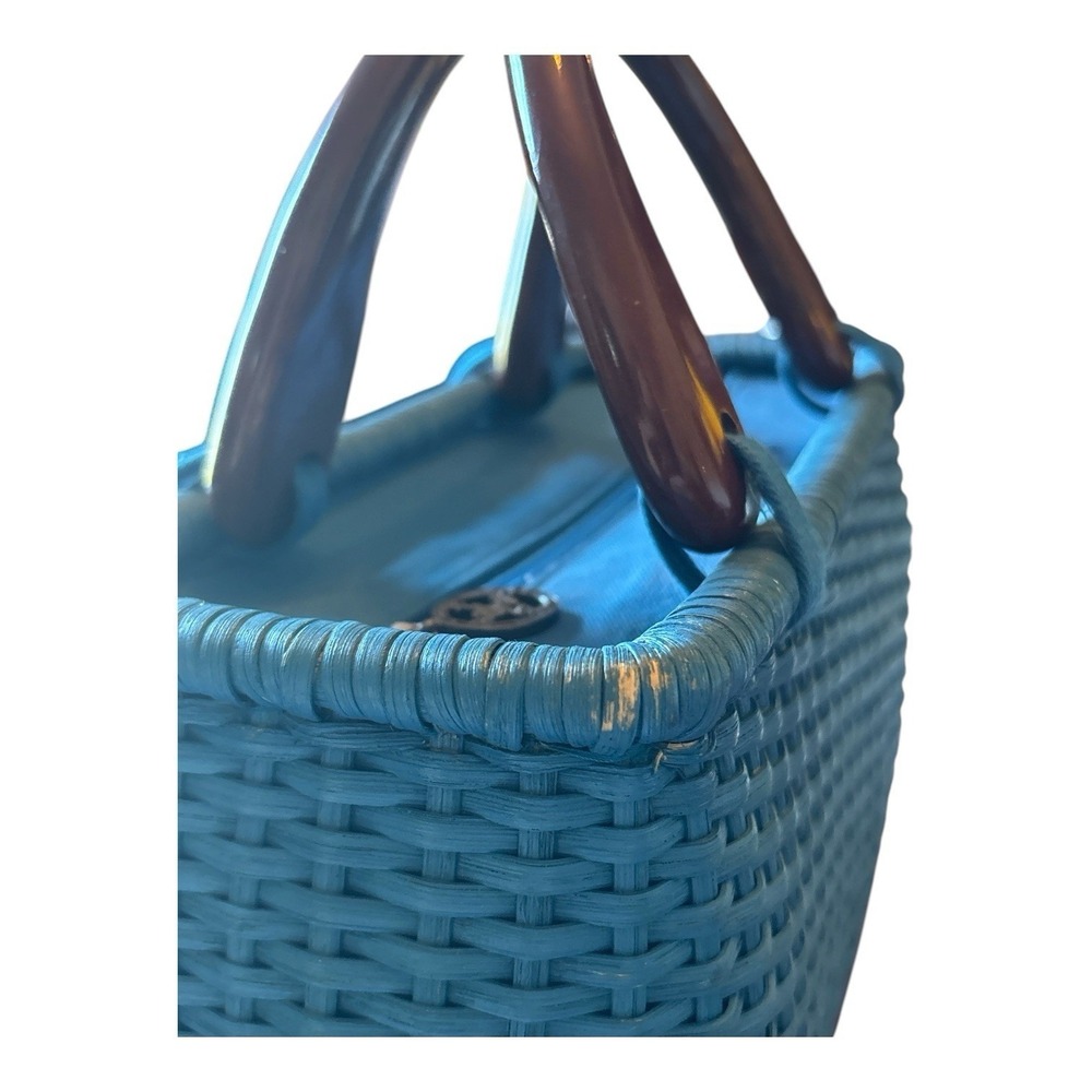 Handmade Blue Basket Purse Handbag PUTU J MacLear Vintage - Picture 12 of 12